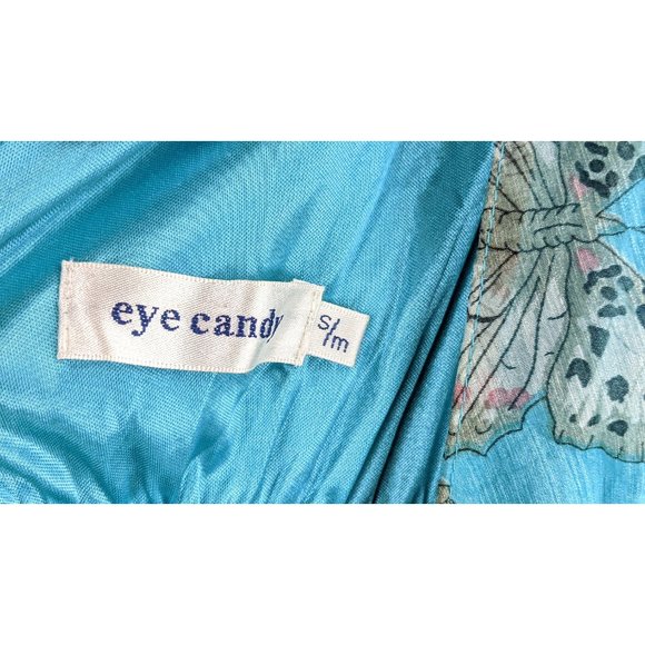 90s vintage blue butterfly sleeveless long maxi asymmetric hem boho dress - Picture 6 of 6